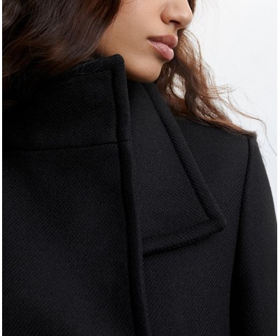 Women's Woolen Long Sleeve Belt Coat Black $112.00 Coats