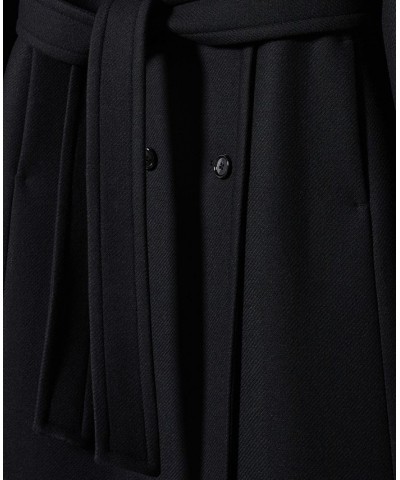 Women's Woolen Long Sleeve Belt Coat Black $112.00 Coats