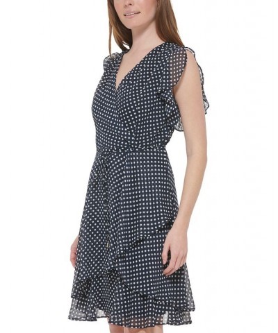 Women's Dot-Print Tie-Waist Ruffled Dress Sky Captain/ivory $38.47 Dresses