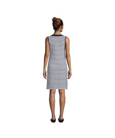 Women's Cotton Jersey Sleeveless Swim Cover-up Dress White/deep sea stripe $27.47 Swimsuits