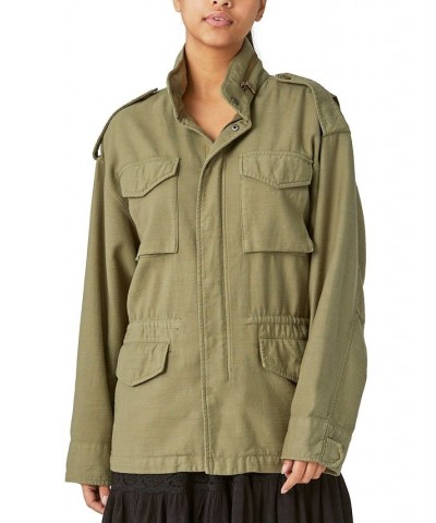 Women's FOUR POCKET MILITARY JACKET Olive $75.18 Jackets