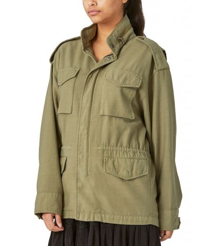 Women's FOUR POCKET MILITARY JACKET Olive $75.18 Jackets