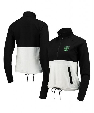 Women's Black White Austin FC Harbor Raglan Half-Zip Jacket Black, White $28.70 Jackets