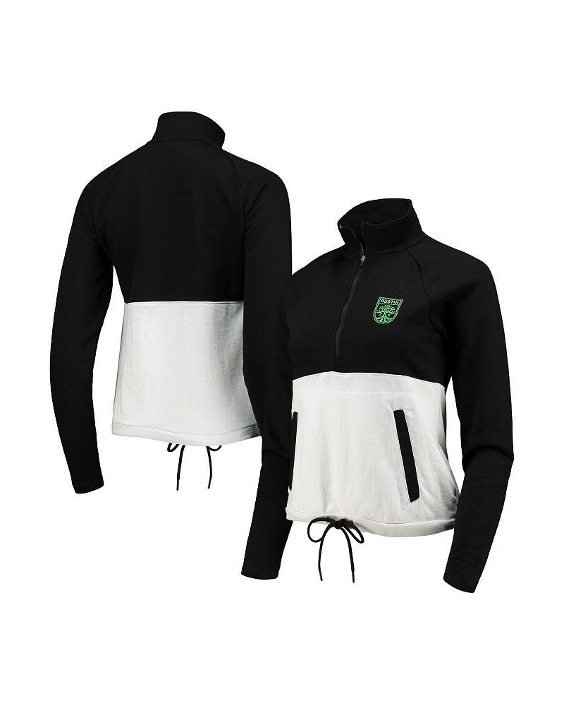 Women's Black White Austin FC Harbor Raglan Half-Zip Jacket Black, White $28.70 Jackets