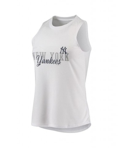 Women's White Black New York Yankees Sonata Tank Top and Leggings Set White $25.42 Pajama