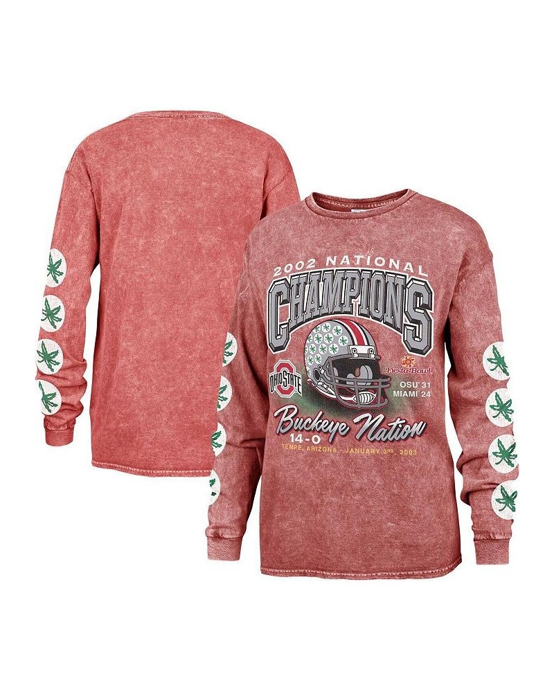 Women's Scarlet Ohio State Buckeyes Vintage-Like Tubular Boyfriend Long Sleeve T-shirt Scarlet $29.90 Tops