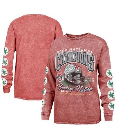 Women's Scarlet Ohio State Buckeyes Vintage-Like Tubular Boyfriend Long Sleeve T-shirt Scarlet $29.90 Tops