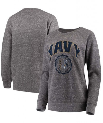 Women's Heathered Gray Navy Midshipmen Edith Vintage-Like Knobi Pullover Sweatshirt Heathered Gray $30.00 Sweatshirts