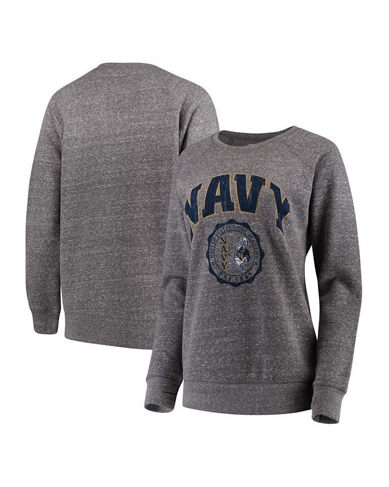 Women's Heathered Gray Navy Midshipmen Edith Vintage-Like Knobi Pullover Sweatshirt Heathered Gray $30.00 Sweatshirts