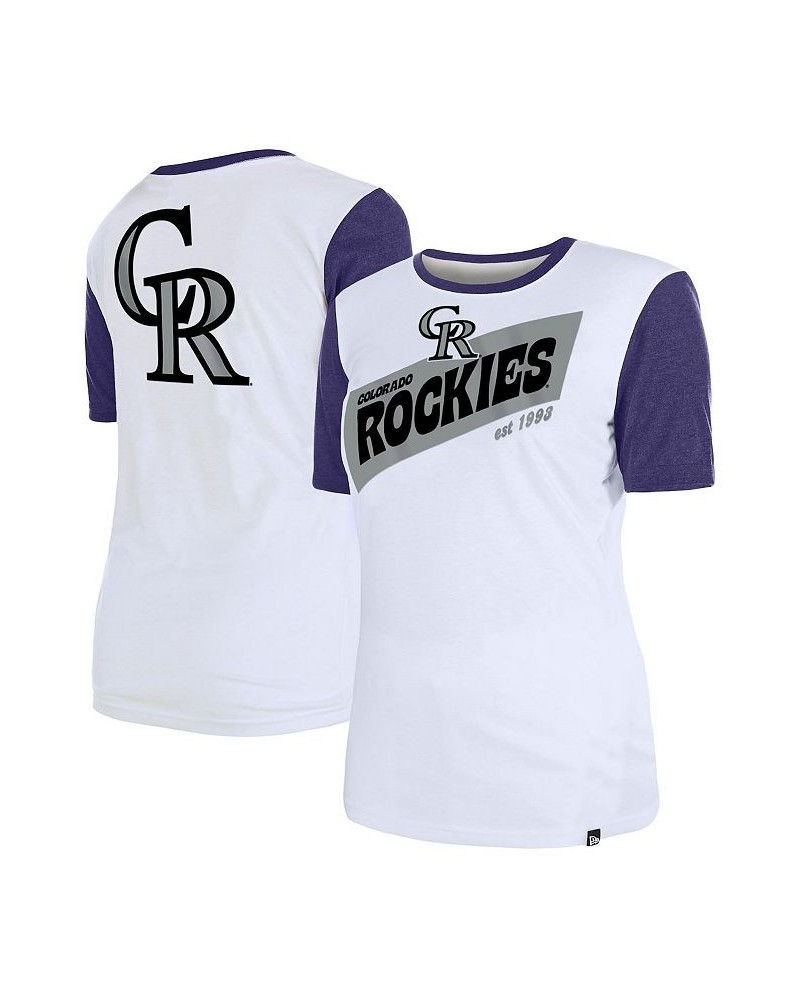 Women's White Colorado Rockies Colorblock T-shirt White $21.15 Tops