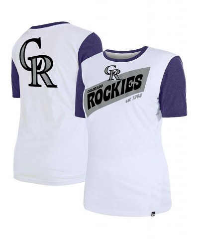 Women's White Colorado Rockies Colorblock T-shirt White $21.15 Tops