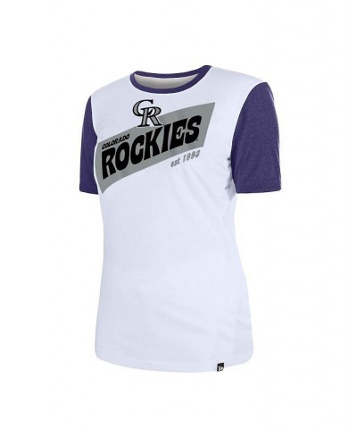 Women's White Colorado Rockies Colorblock T-shirt White $21.15 Tops