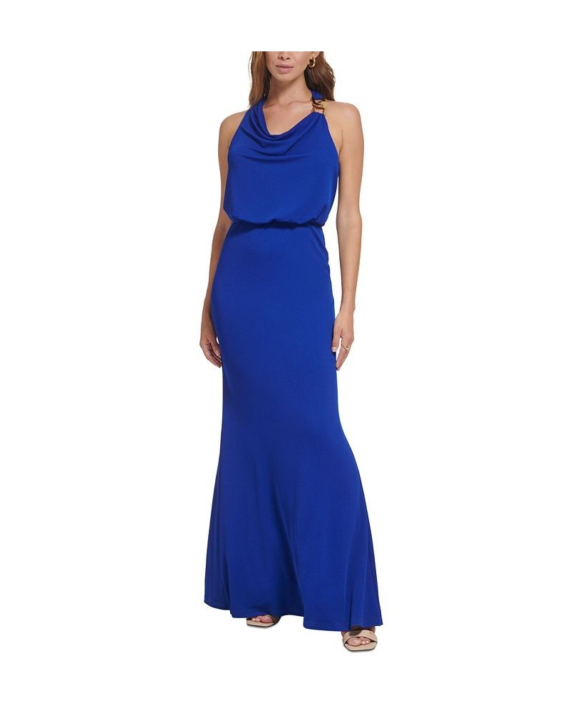 Women's Hardware-Embellished Halter Column Gown Ultramarine $87.78 Dresses