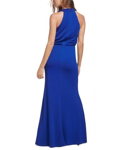 Women's Hardware-Embellished Halter Column Gown Ultramarine $87.78 Dresses