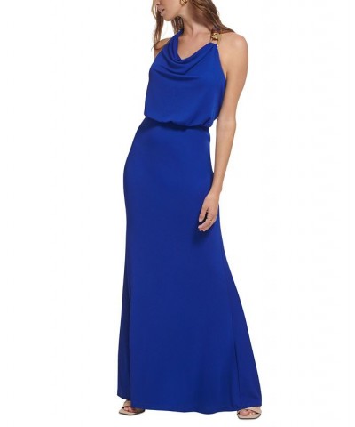 Women's Hardware-Embellished Halter Column Gown Ultramarine $87.78 Dresses