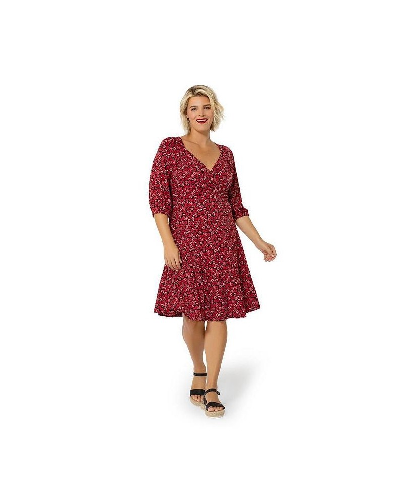 Women's Plus Size Puff-Sleeve Sweetheart Becca Dress Red $79.00 Dresses