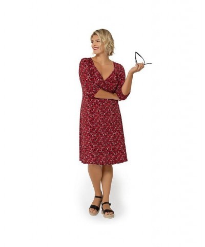 Women's Plus Size Puff-Sleeve Sweetheart Becca Dress Red $79.00 Dresses