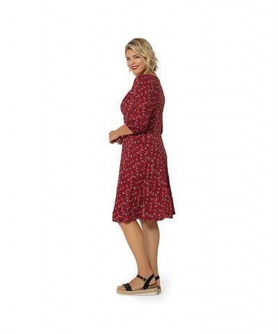 Women's Plus Size Puff-Sleeve Sweetheart Becca Dress Red $79.00 Dresses