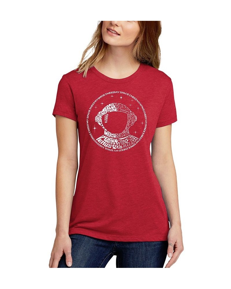 Women's Word Art I Need My Space Astronaut T-Shirt Red $15.17 Tops