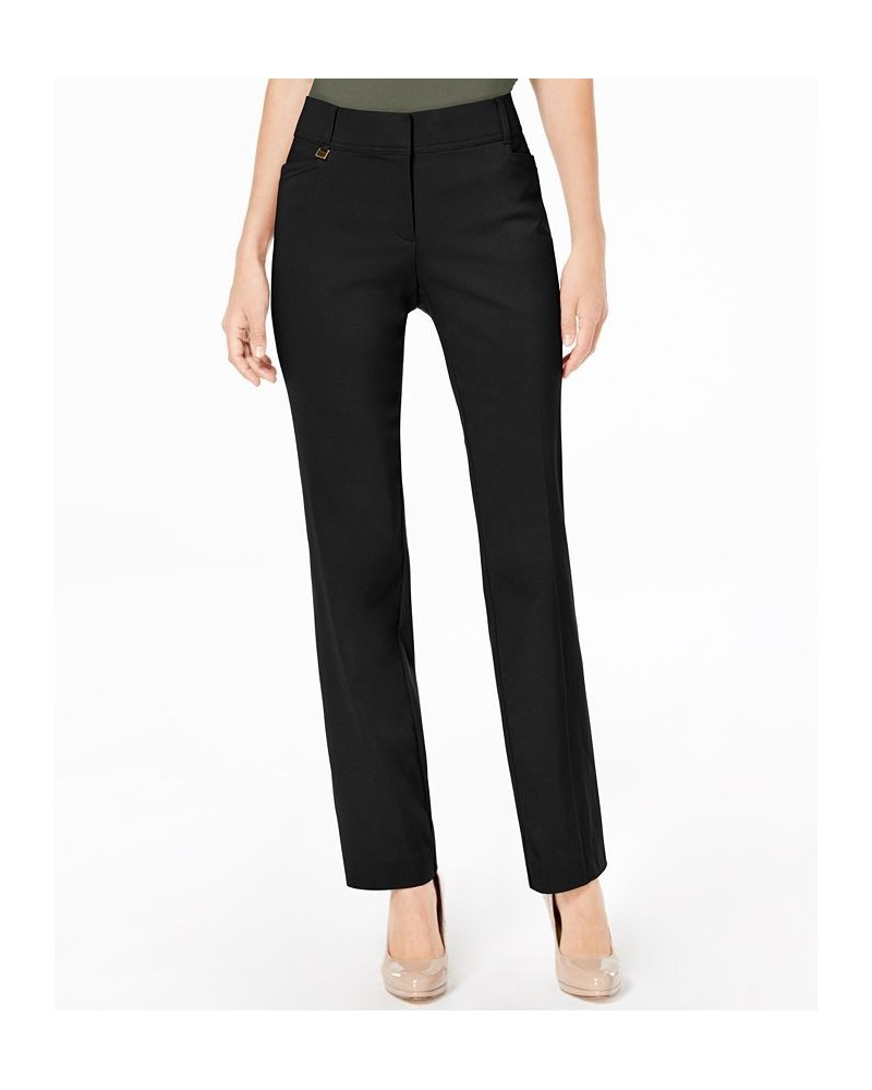 Regular and Short Length Curvy-Fit Straight-Leg Pants Black $15.89 Pants