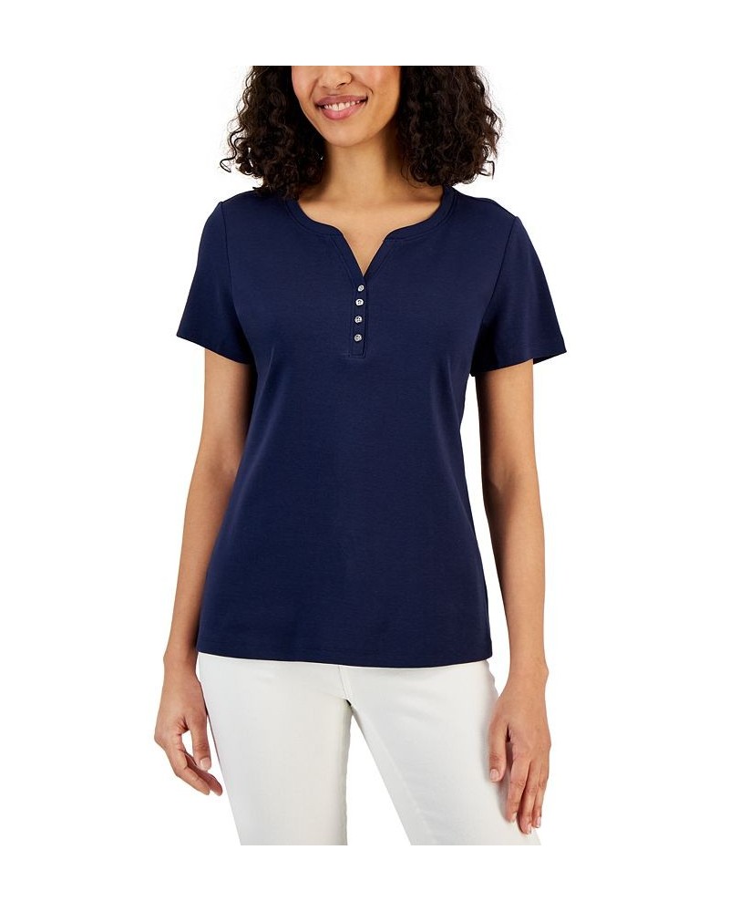 Short Sleeve Henley Top Cassis $11.99 Tops