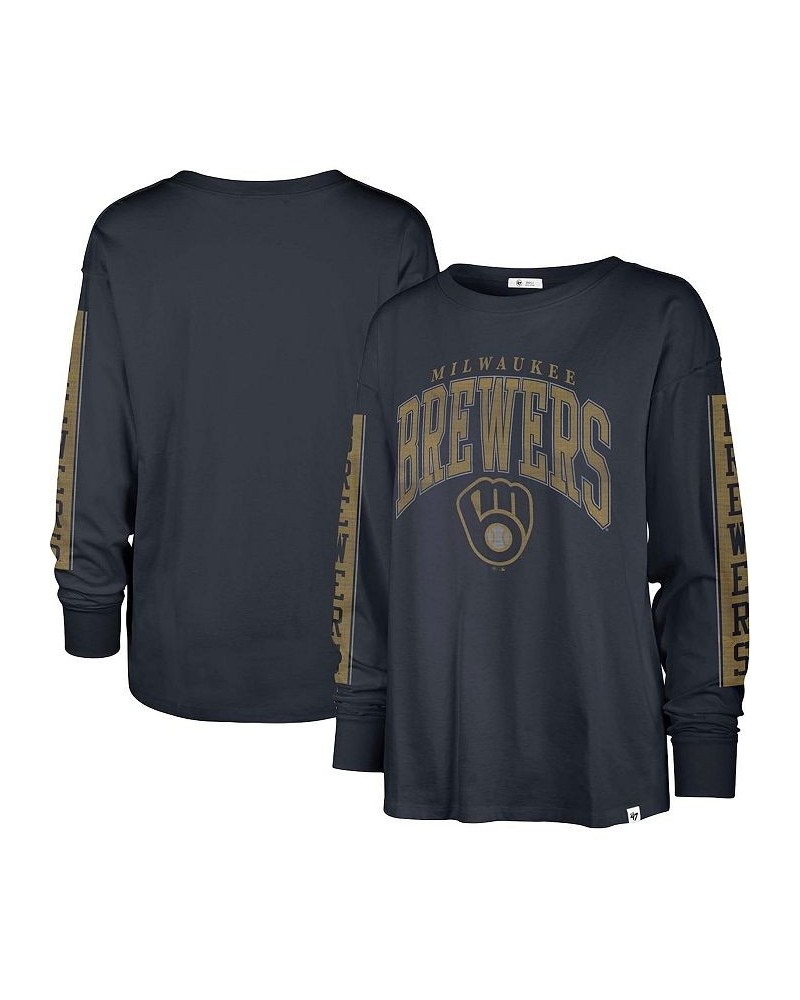 Women's Navy Milwaukee Brewers Statement Long Sleeve T-shirt Navy $35.74 Tops