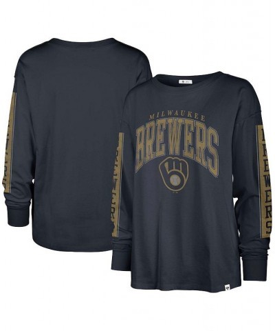 Women's Navy Milwaukee Brewers Statement Long Sleeve T-shirt Navy $35.74 Tops