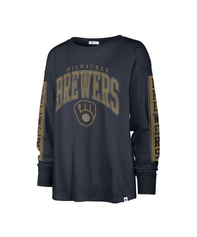 Women's Navy Milwaukee Brewers Statement Long Sleeve T-shirt Navy $35.74 Tops