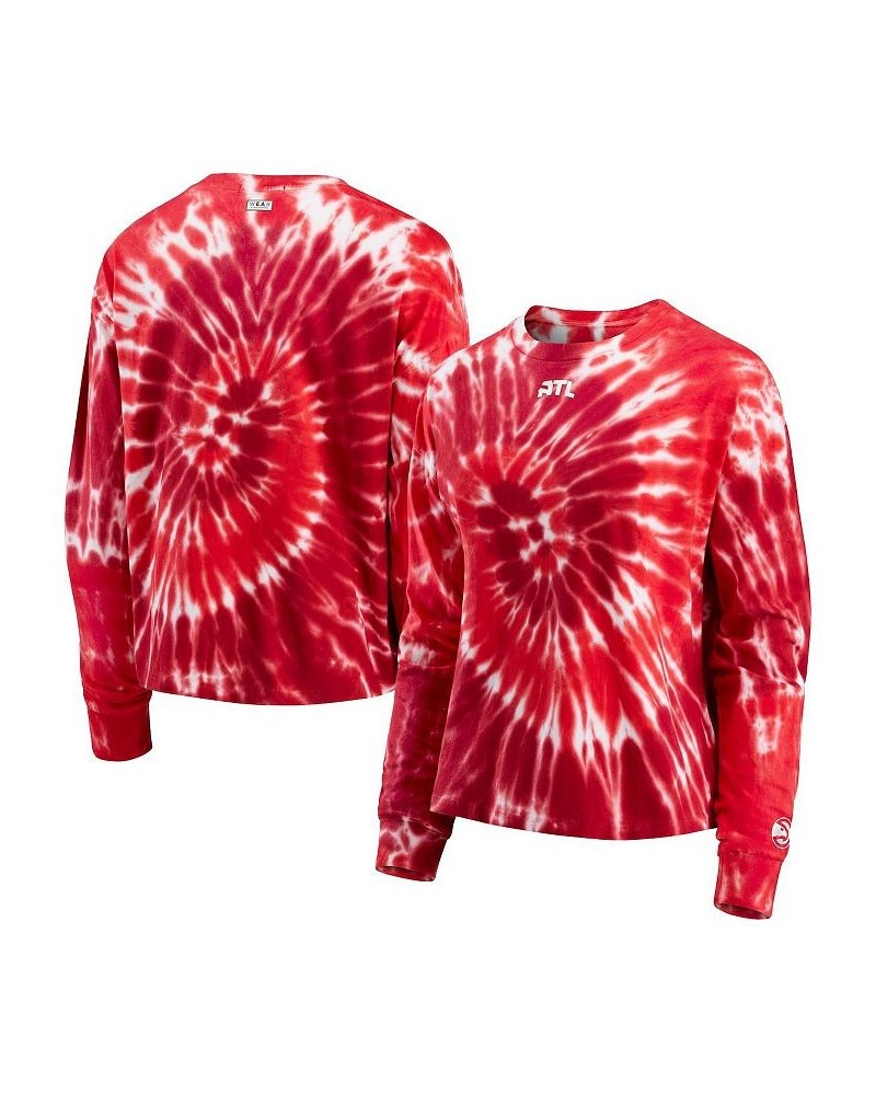 Women's Red Atlanta Hawks Tie-Dye Long Sleeve T-shirt Red $30.00 Tops