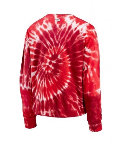 Women's Red Atlanta Hawks Tie-Dye Long Sleeve T-shirt Red $30.00 Tops