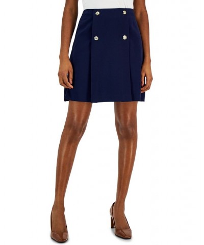 Women's Button Accented Flare Skirt Midnight Navy $40.59 Skirts