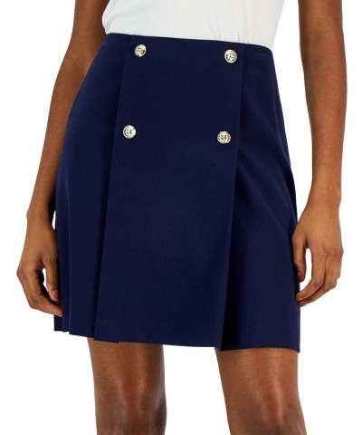 Women's Button Accented Flare Skirt Midnight Navy $40.59 Skirts