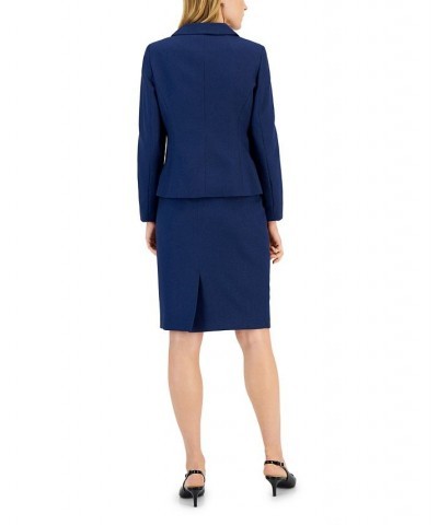 Women's Peter Pan-Collar Jacket & Pencil Skirt Regular and Petite Sizes White/Black $57.80 Suits