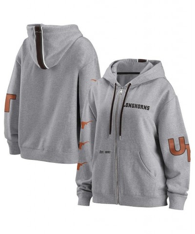 Women's Gray Texas Longhorns Mixed Media Full-Zip Hoodie Gray $44.10 Sweatshirts