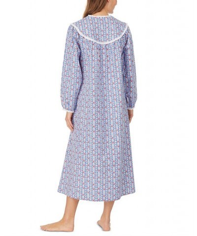 Cotton Lace-Trim Flannel Nightgown Blue $42.84 Sleepwear