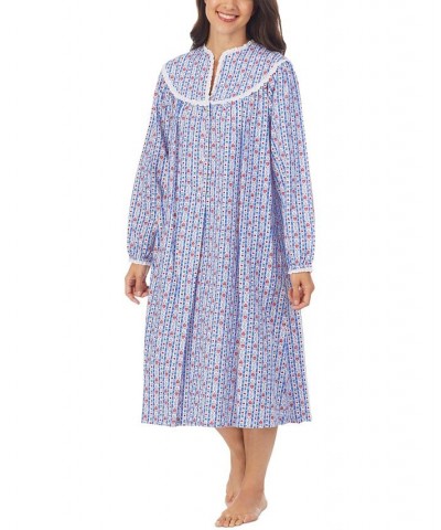 Cotton Lace-Trim Flannel Nightgown Blue $42.84 Sleepwear