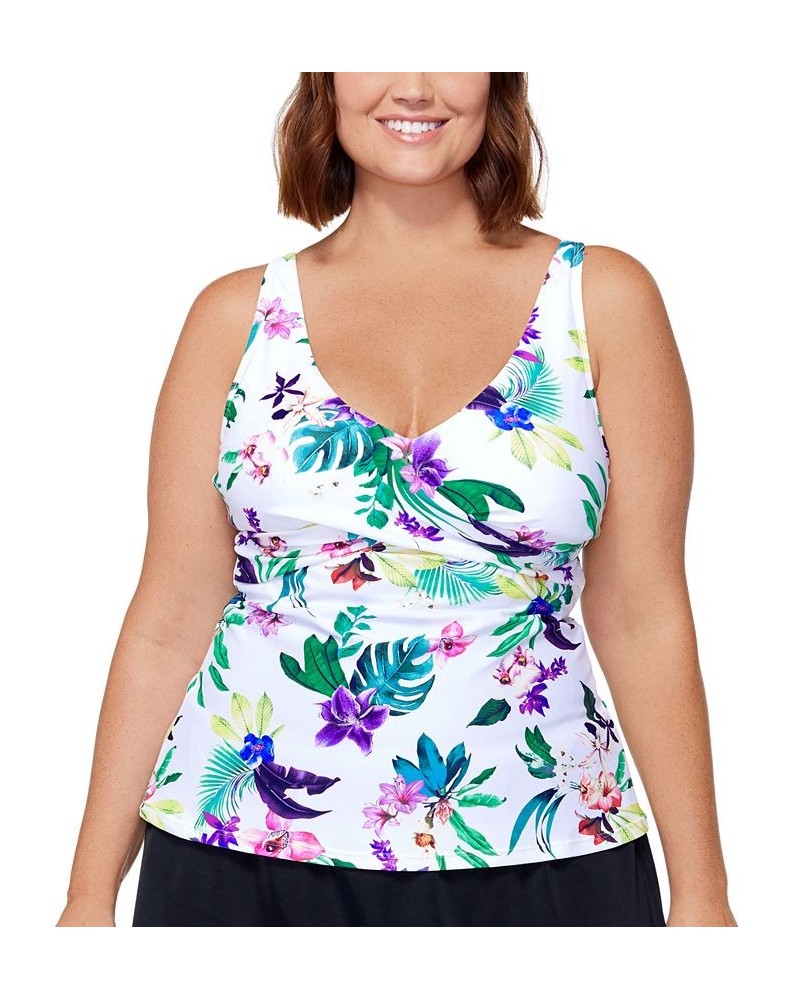 Plus Size Printed Monterey Underwire Shirred Tankini Top North Shore Multi $27.00 Swimsuits