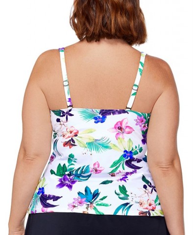 Plus Size Printed Monterey Underwire Shirred Tankini Top North Shore Multi $27.00 Swimsuits