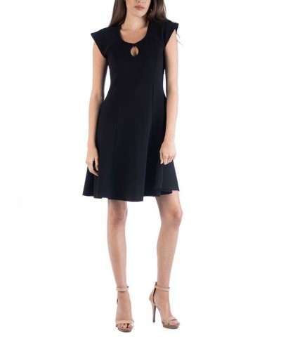 Scoop Neck A-Line Dress with Keyhole Detail Black $16.38 Dresses