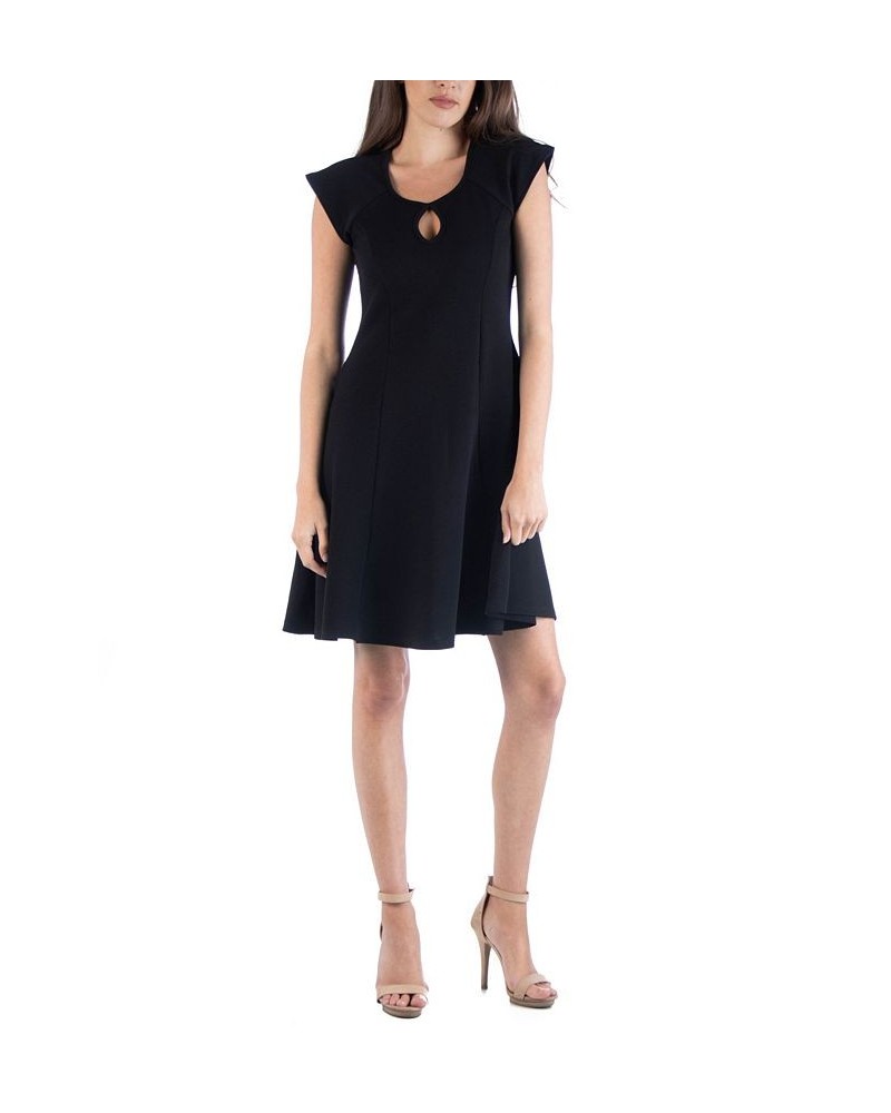 Scoop Neck A-Line Dress with Keyhole Detail Black $16.38 Dresses