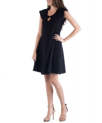 Scoop Neck A-Line Dress with Keyhole Detail Black $16.38 Dresses