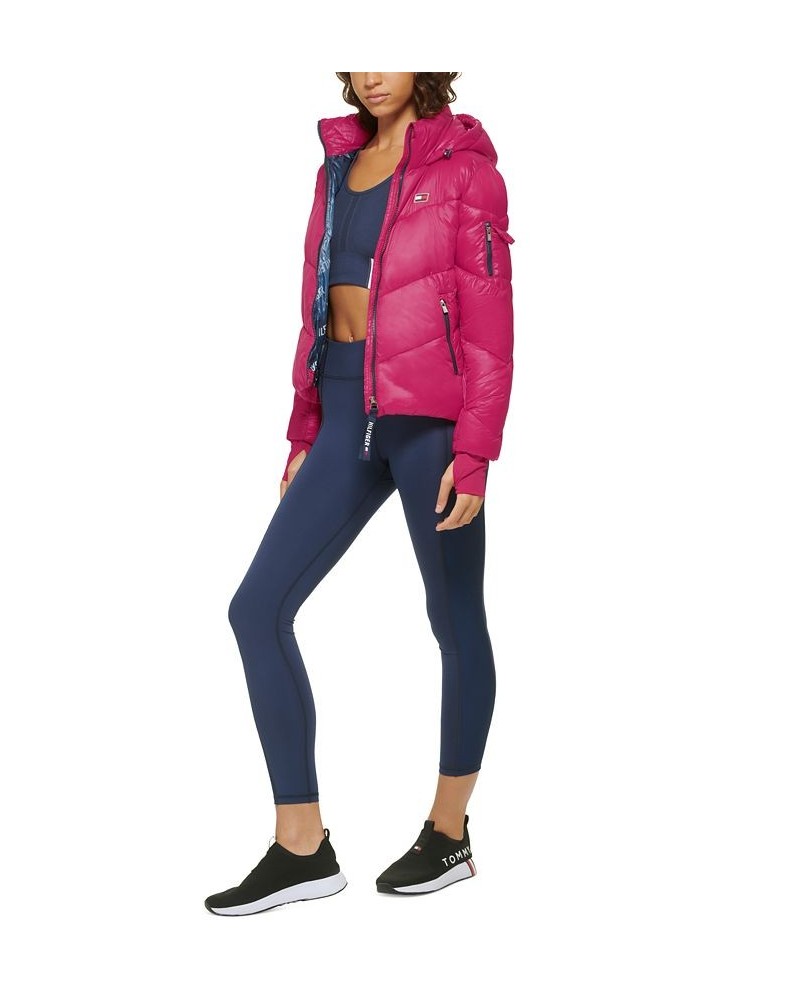 Women's Hooded Puffer Jacket Electric Magenta $40.37 Jackets