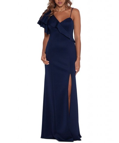 Ruffled One-Shoulder Gown Midnight $90.65 Dresses