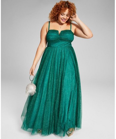 Trendy Plus Size Tulle A-Line Evening Gown Hunter Green $67.66 Dresses