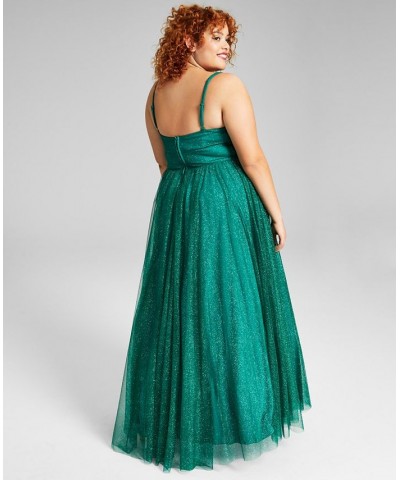 Trendy Plus Size Tulle A-Line Evening Gown Hunter Green $67.66 Dresses