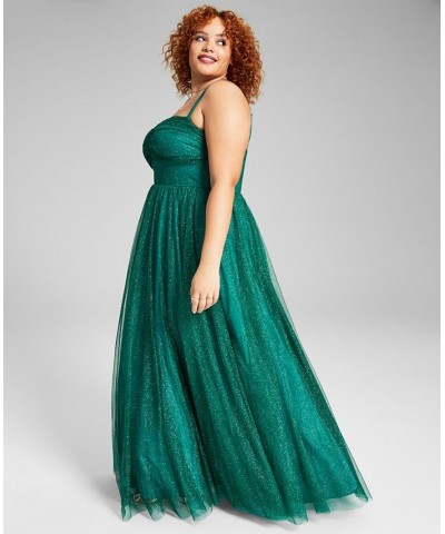 Trendy Plus Size Tulle A-Line Evening Gown Hunter Green $67.66 Dresses