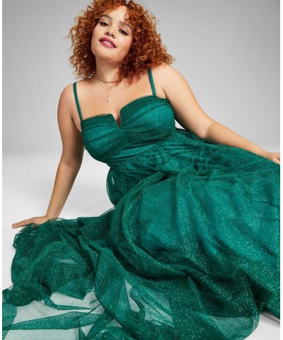 Trendy Plus Size Tulle A-Line Evening Gown Hunter Green $67.66 Dresses