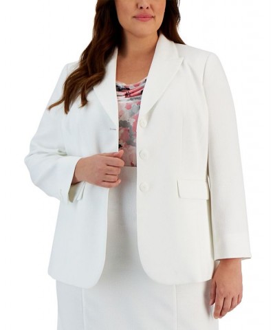 Plus Size Three-Button Peak Lapel Jacket Lily White $33.18 Jackets