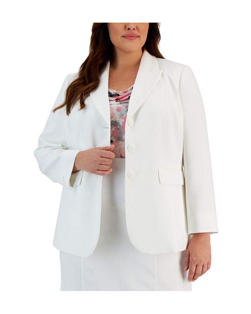 Plus Size Three-Button Peak Lapel Jacket Lily White $33.18 Jackets