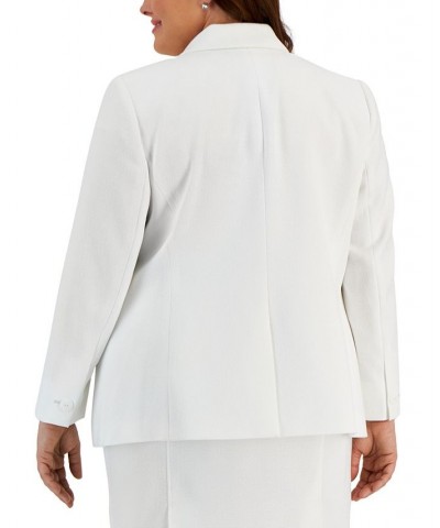 Plus Size Three-Button Peak Lapel Jacket Lily White $33.18 Jackets